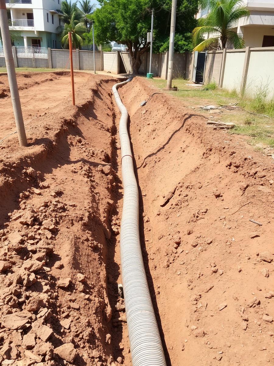 Underground drainage work at an AVC layout